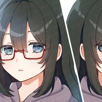 「黒髪ダウナー眼鏡っこ顔グラフィック素材集」配布！