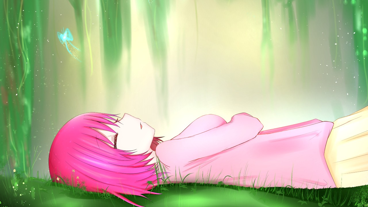 森の中で眠る美結ちゃん