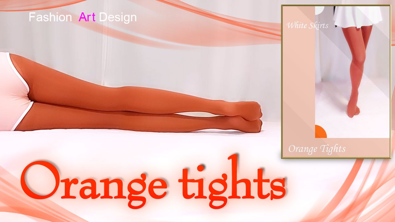 【Art】オレンジタイツと薄オレンジショートパンツ【tights】