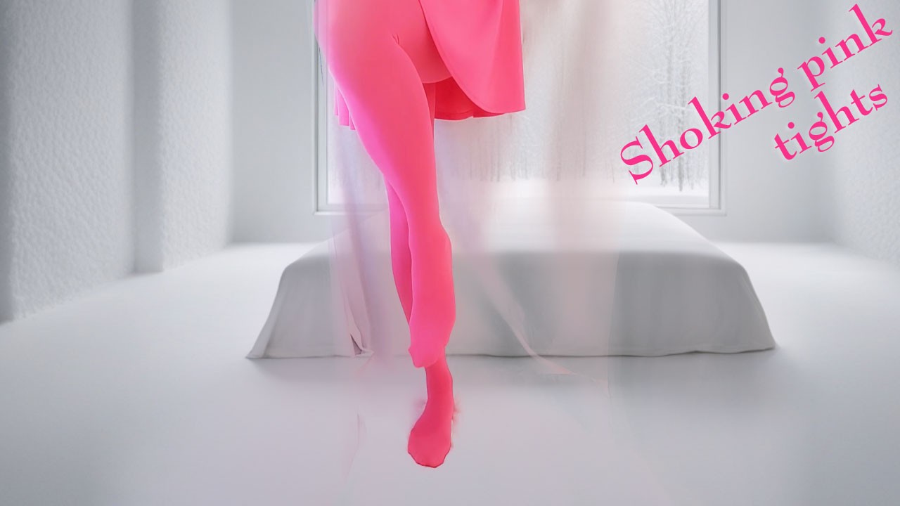 【tights】ショッキングピンクタイツとピンクミニスカート【pink color style】