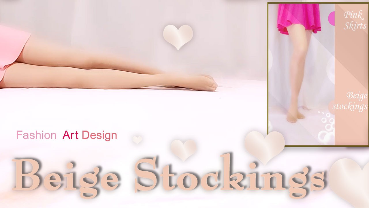 【Art】ベージュストッキングと薄ピンクミニスカート【stockings】