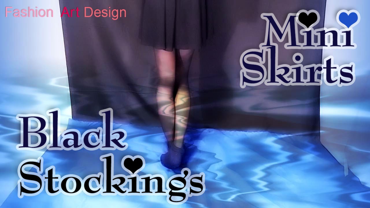 【水】黒ストッキングと青と黒のミニスカート【stockings】