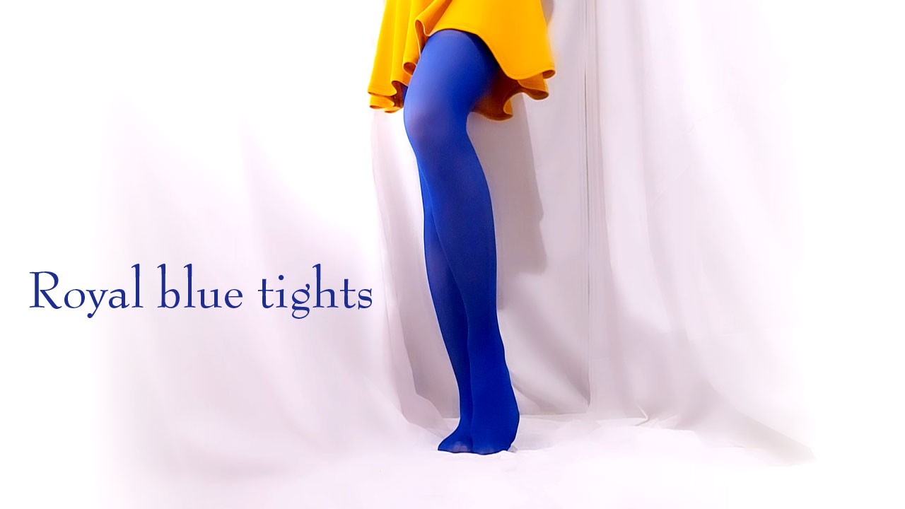 【tights】ロイヤルブルータイツとイエローミニスカート【skirts】
