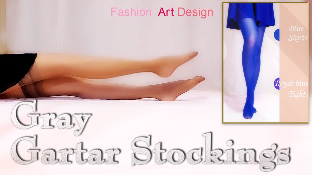 【Art】グレーガーターストッキングと黒ミニスカート【Stockings】