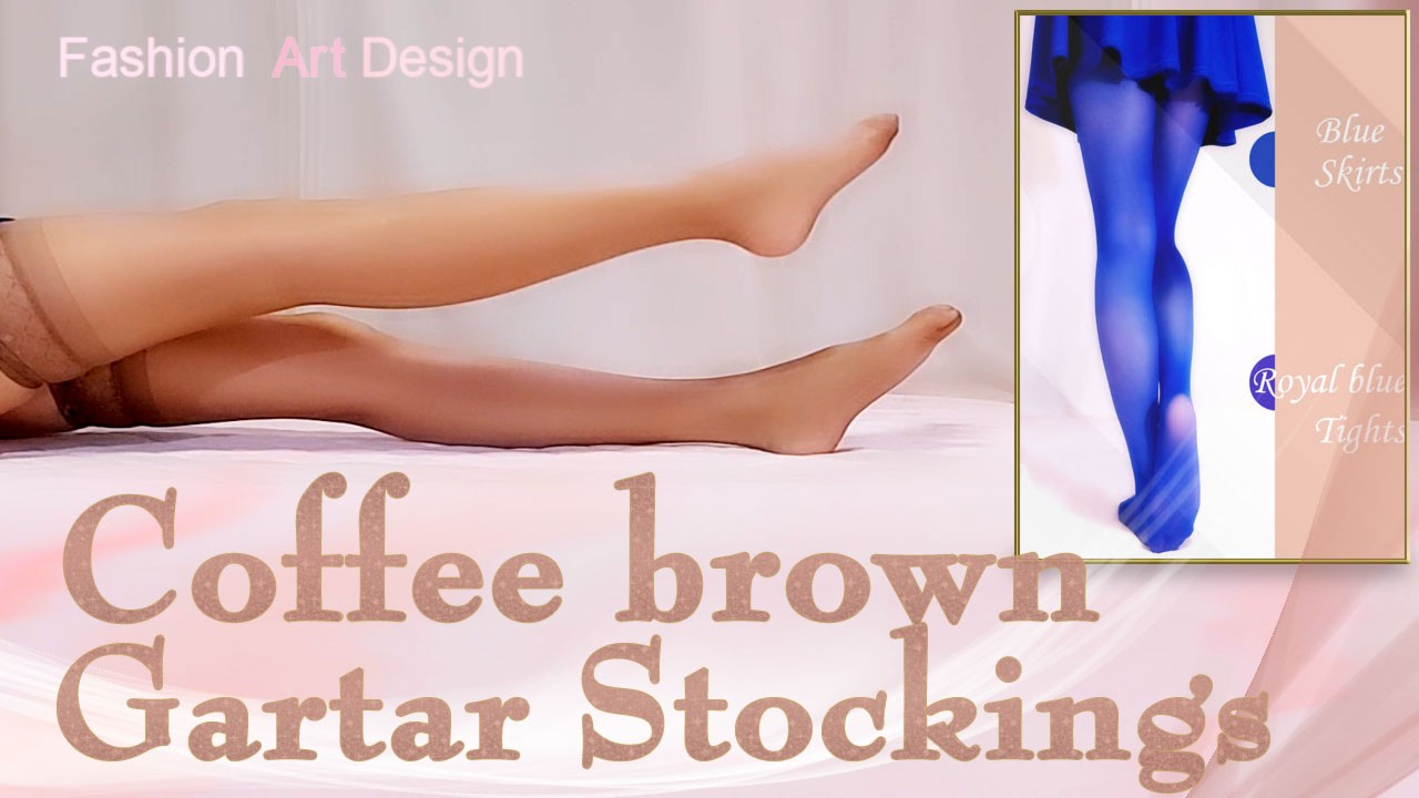 【Art】コーヒーブラウンガーターストッキングと青ミニスカート【Stockings】