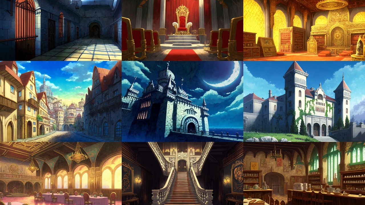 【20%OFF】アニメ映画風の城や室内の背景(100枚)の販売を開始しました！著作権フリー！