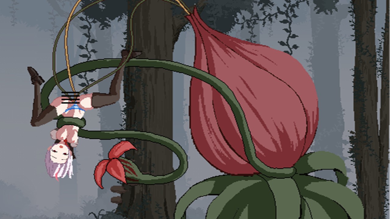 ドットアニメション：変異の巨大植物に捕まえたシャハタちゃん