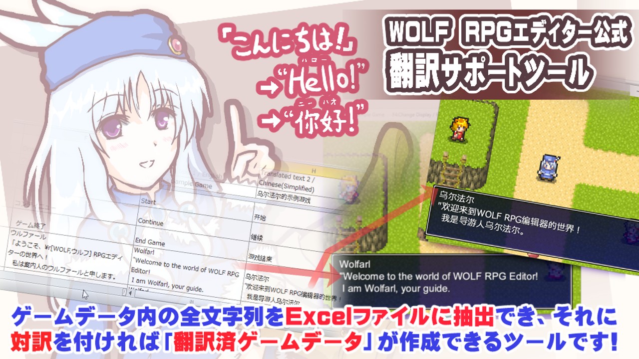 【ウディタ】WOLF RPGエディター翻訳サポートツール、発売！