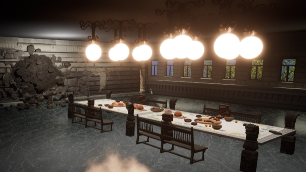 自作ゲームの進捗01：食堂っぽい部屋を作成