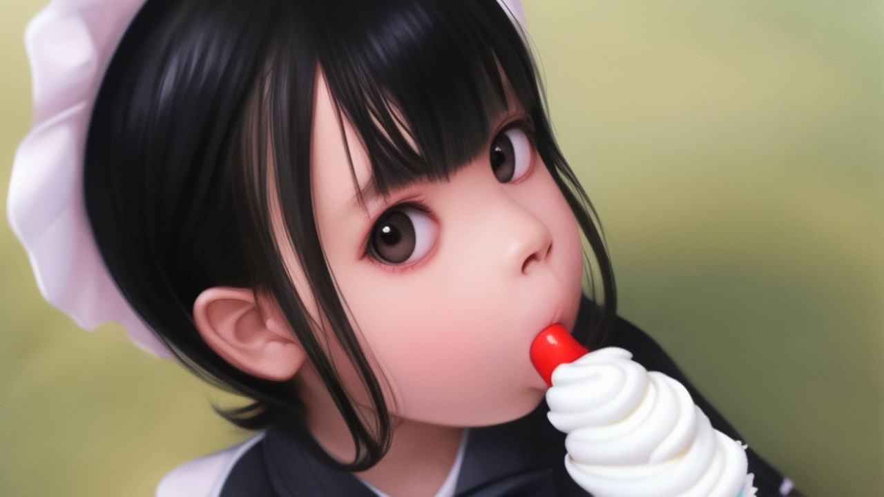 [新規AI] ちょっとリアルな女の子がアイスクリームとか食べる画像