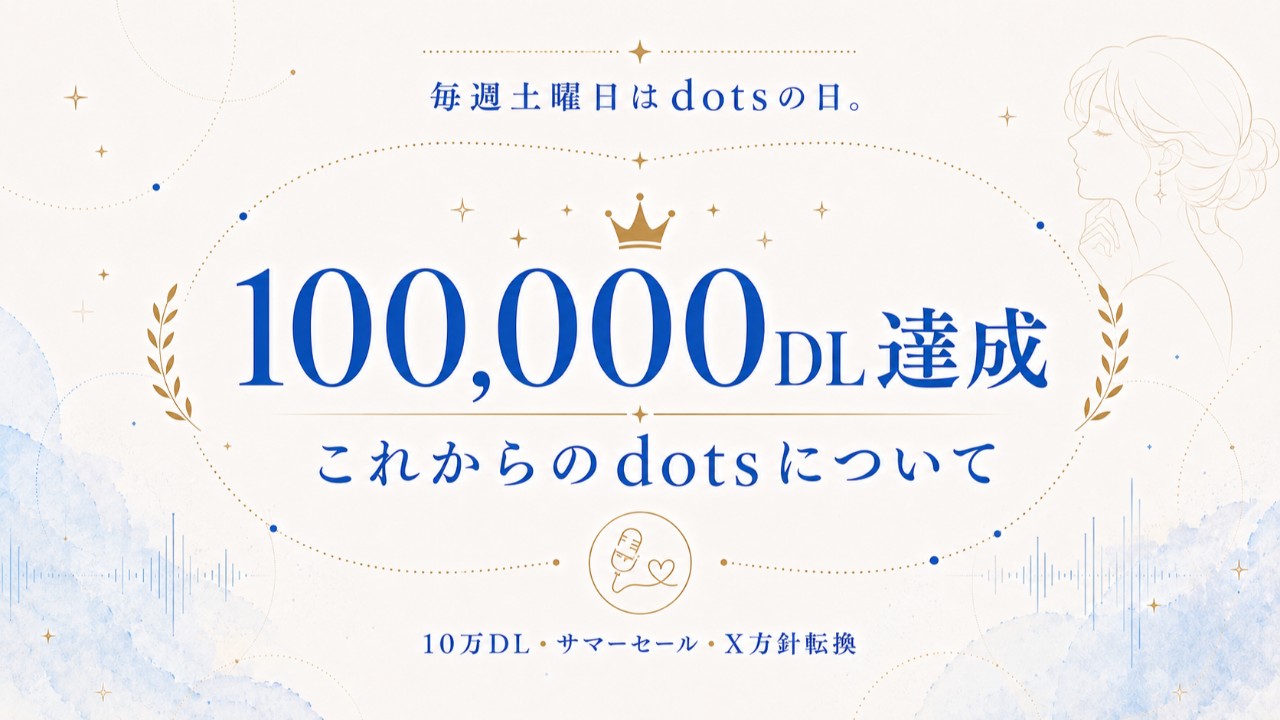 100,000DLを突破しました。これからのdotsについて｜毎週土曜日はdotsの日
