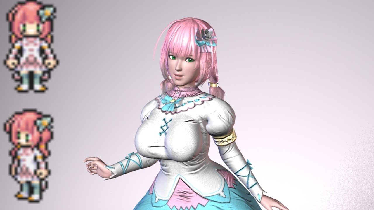 ピンク髪NPCモデリング