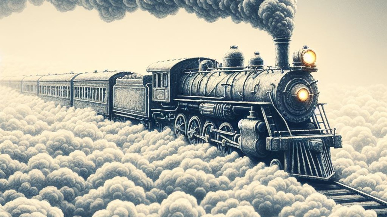 雲海の上を走る蒸気機関車