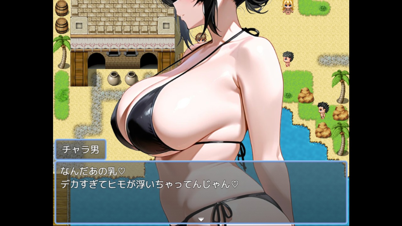 台詞付き 視姦画像 進捗報告】ビーチで男達に視姦される爆乳人妻 - π三堂 - Ci-en（シエン）