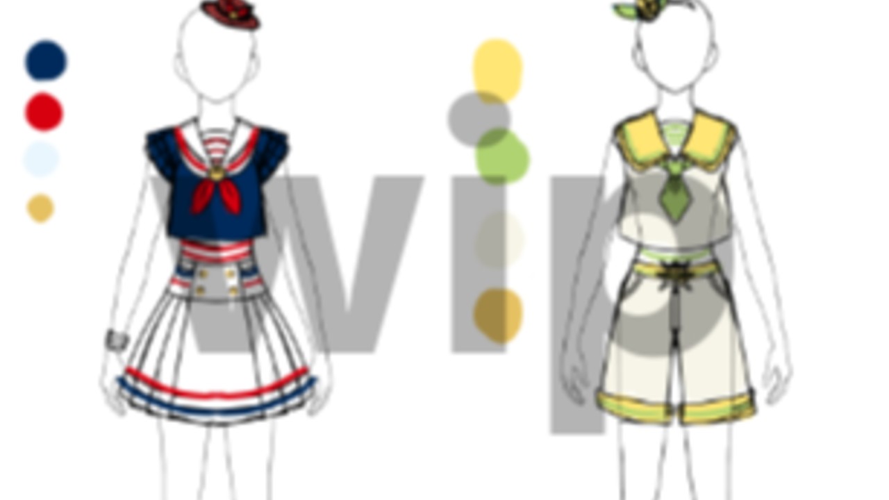【次回作WIP】夏向けマリン衣装のラフ＆販売中セット案内